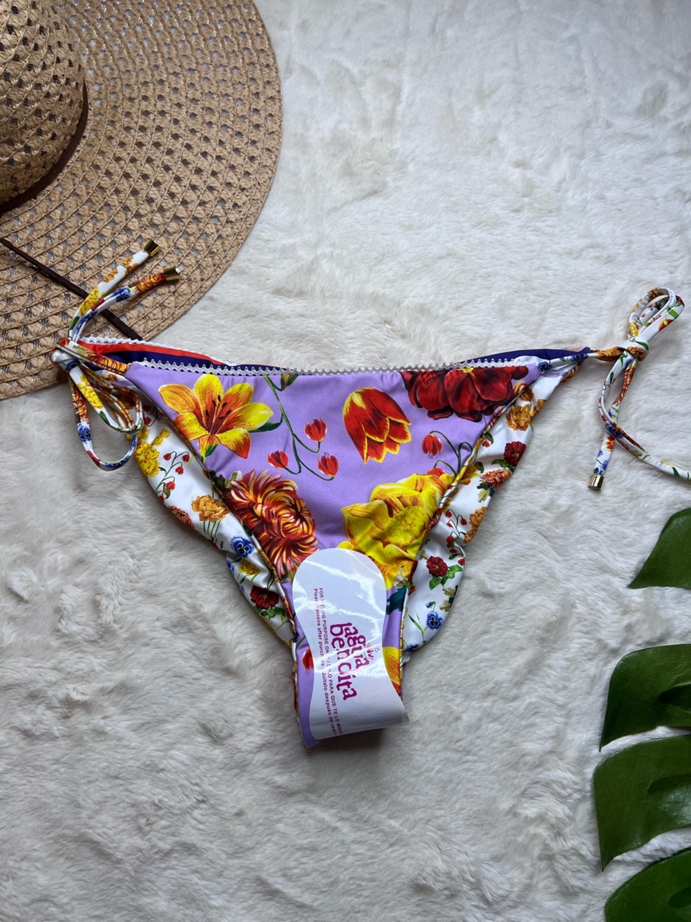 Agua Bendita Alegria Bouk Reversible Floral Bikini Bottoms XL NWT - Picture 7 of 10